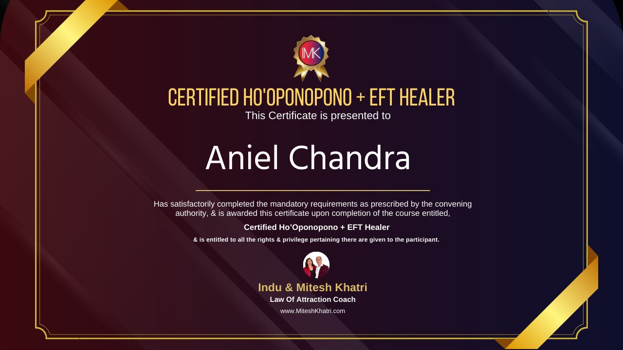 Aniel Chandra certification banner